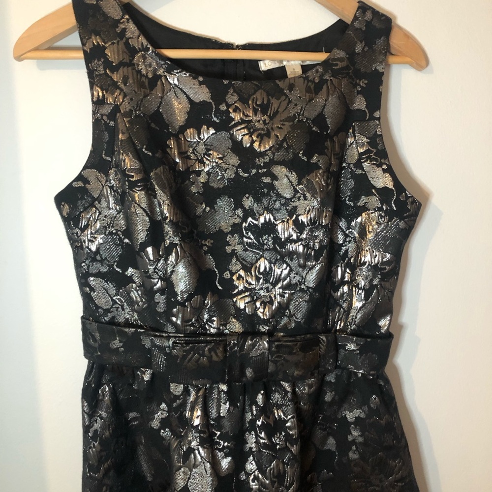 Lauren Conrad Black w/ Silver Foil Print Dress Sz6